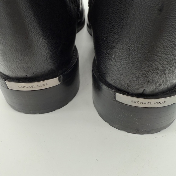 Michael Kors Black Leather Moto Boots Women’s 11 / 41 Buckle Strap Mid-Calf - Picture 14 of 15